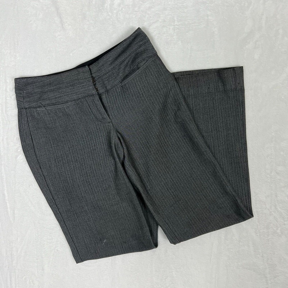 Express Editor Pants Women's Size Grey Flat Front Hook & Eye Straight Leg